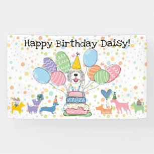 Banderoles Fête d'anniversaire de chien Blue Merle Sheepadood