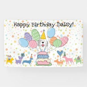 Banderoles Fête d'anniversaire de chien Blue Merle Sheepadood