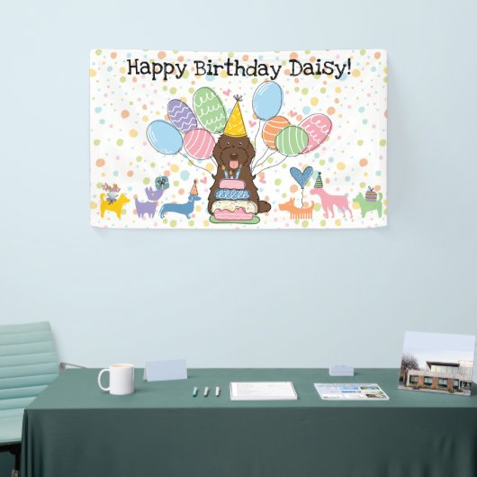 Banderoles Fête d'anniversaire de chien Cockapoo Cavapoo au c (Salon professionnel)