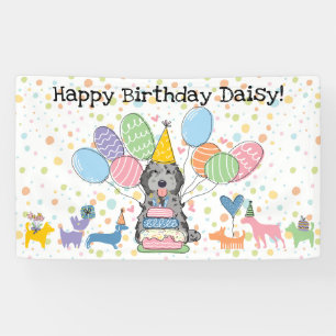 Banderoles Fête d'anniversaire de chien Cockapoo Cavapoo Blue
