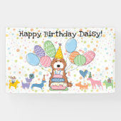 Banderoles Fête d'anniversaire de chien Cockapoo Cavapoo roug (Horizontal)