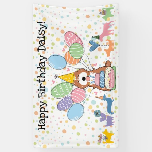 Banderoles Fête d'anniversaire de chien Cockapoo Cavapoo roug (Vertical)