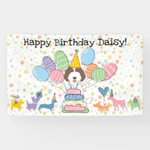 Banderoles Fête d'anniversaire de chien Labradoodle marron bl