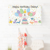 Banderoles Fête d'anniversaire de chien Sheepadoodle blanc (En situation)