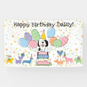 Banderoles Fête d'anniversaire de chien Sheepadoodle noir et