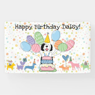 Banderoles Fête d'anniversaire de chien Sheepadoodle noir et
