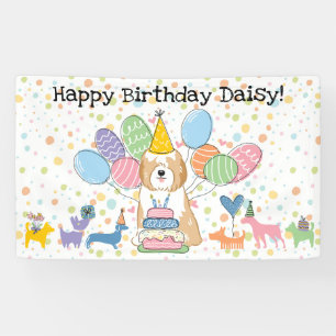 Banderoles Fête d'anniversaire de chien Terrier Tibétain blan