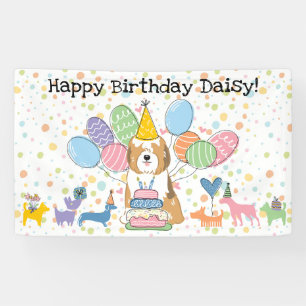 Banderoles Fête d'anniversaire de chien Terrier Tibétain blan