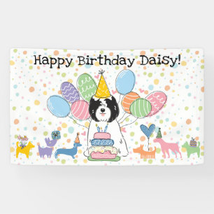 Banderoles Fête d'anniversaire de chien Terrier Tibétain noir