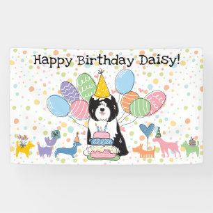 Banderoles Fête d'anniversaire de chien Terrier Tibétain noir