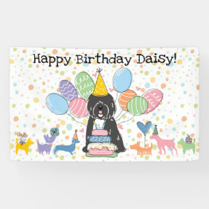 Banderoles Fête d'anniversaire de chien Terrier Tibétain Noir