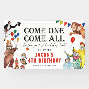 Banderoles Fête d'anniversaire de cirque vintage pour enfants