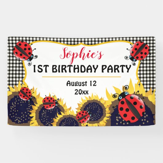 Banderoles Fête d'anniversaire de contrôles de coccinelles et (Horizontal)