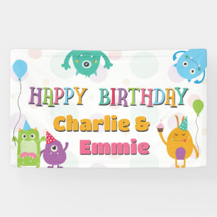 Banderoles Fête d'anniversaire de créatures mignonnes, tout â