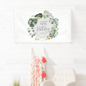 Banderoles Fête d'anniversaire de feuillage d'aquarelle 30ème (En situation)