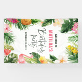 Banderoles Fête d'anniversaire de feuillage tropical lumineux (Horizontal)