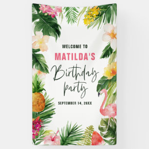 Banderoles Fête d'anniversaire de feuillage tropical lumineux