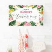 Banderoles Fête d'anniversaire de feuillage tropical lumineux (En situation)