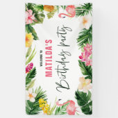 Banderoles Fête d'anniversaire de feuillage tropical lumineux (Vertical)