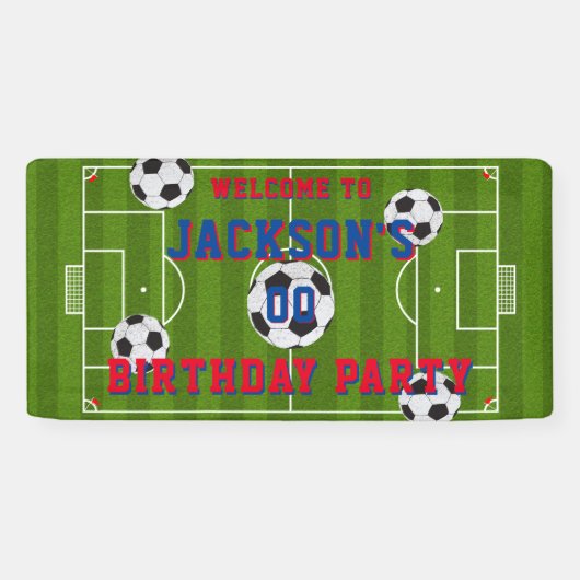 Banderoles Fête d'anniversaire de football (Horizontal)