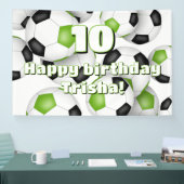 Banderoles fête d'anniversaire de football noir vert vif (Salon professionnel)