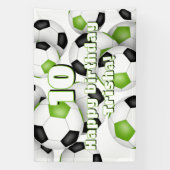 Banderoles fête d'anniversaire de football noir vert vif (Verticale)