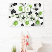 Banderoles fête d'anniversaire de football noir vert vif (Insitu)