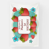Banderoles Fête d'anniversaire de fraises Personnalisée (Verticale)