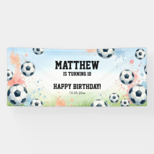 Banderoles Fête d'anniversaire de garçon de football à l'aqua