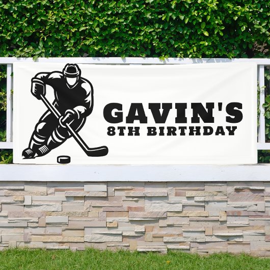 Banderoles Fête d'anniversaire de hockey sur glace Vinyl Outd
