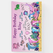 Banderoles Fête d'anniversaire de la famille de requins-bébés (Vertical)