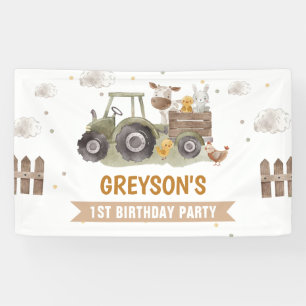 Banderoles Fête d'anniversaire de la ferme tracteur Animaux G