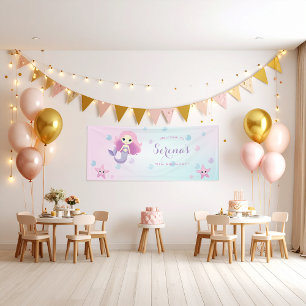 Banderoles Fête d'anniversaire de la mignonne fille sirène