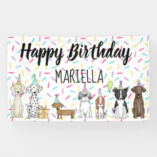 Banderoles Fête d'anniversaire de la petite fille de Chien C