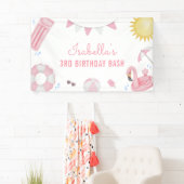 Banderoles Fête d'anniversaire de la poule rose (En situation)