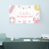 Banderoles Fête d'anniversaire de la poule rose (Salon professionnel)