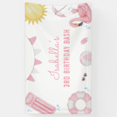 Banderoles Fête d'anniversaire de la poule rose (Vertical)