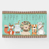 Banderoles Fête d'anniversaire de la tribu Enfants (Horizontal)