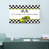 Banderoles Fête d'anniversaire de la voiture de course jaune (Salon professionnel)