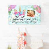 Banderoles Fête d'anniversaire de licorne de photo de filles (En situation)