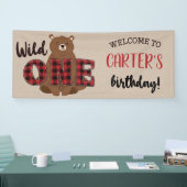 Banderoles Fête d'anniversaire de l'Ours Plaid Wild ONE (Salon professionnel)
