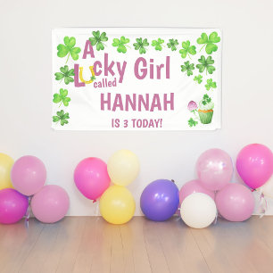 Banderoles Fête d'anniversaire de Lucky Girl Shamrock et Muff
