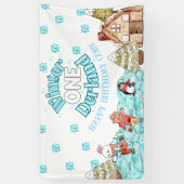 Banderoles Fête d'anniversaire de Noël d'hiver de l'île (Vertical)