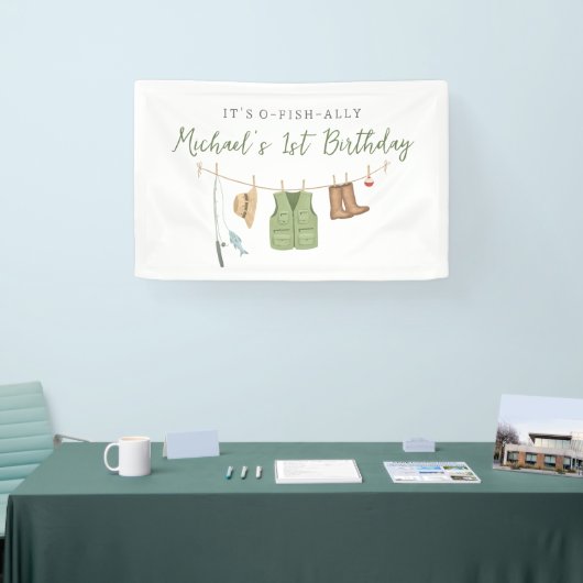 Banderoles Fête d'anniversaire de pêche (Salon professionnel)