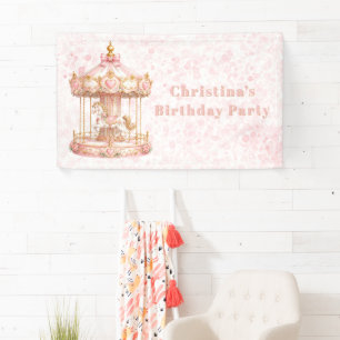 Banderoles Fête d'anniversaire de princesse carrousel rose