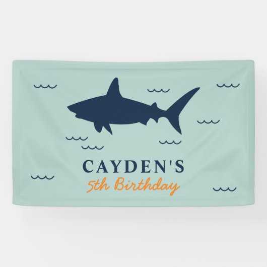 Banderoles Fête d'anniversaire de requin (Horizontal)