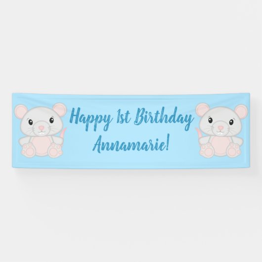 Banderoles Fête d'anniversaire de souris souris (Horizontal)