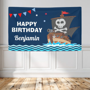 Banderoles Fête d'anniversaire de thème de bateau pirate mign