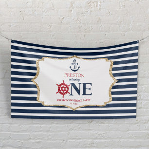 Banderoles Fête d'anniversaire de un an thème marine bleu de 