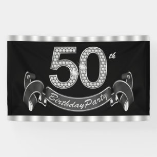 Banderoles Fête d'anniversaire des 50 ans Black Silver